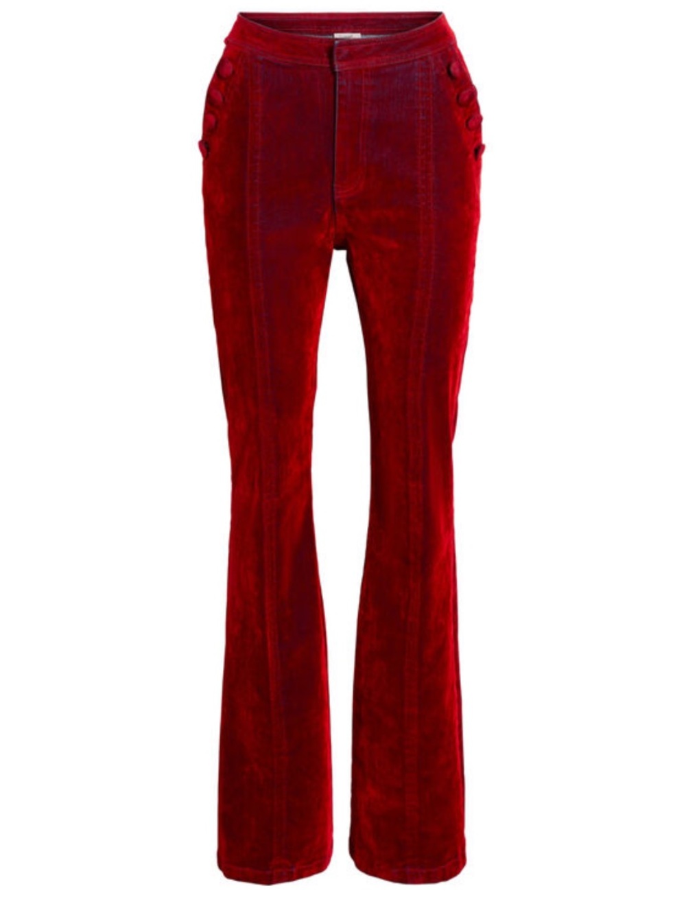 Cinq à Sept Suzette Flocked Denim Pants Size 2 Red Velvet Flare